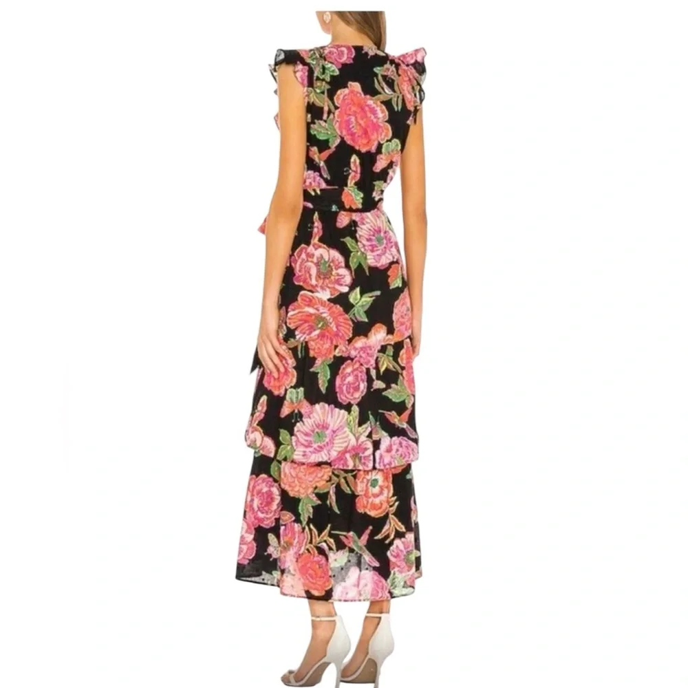 Banjanan Designer Carra Eliza’s Rose Garden Black Wrap Maxi Dress S - Picture 3 of 14